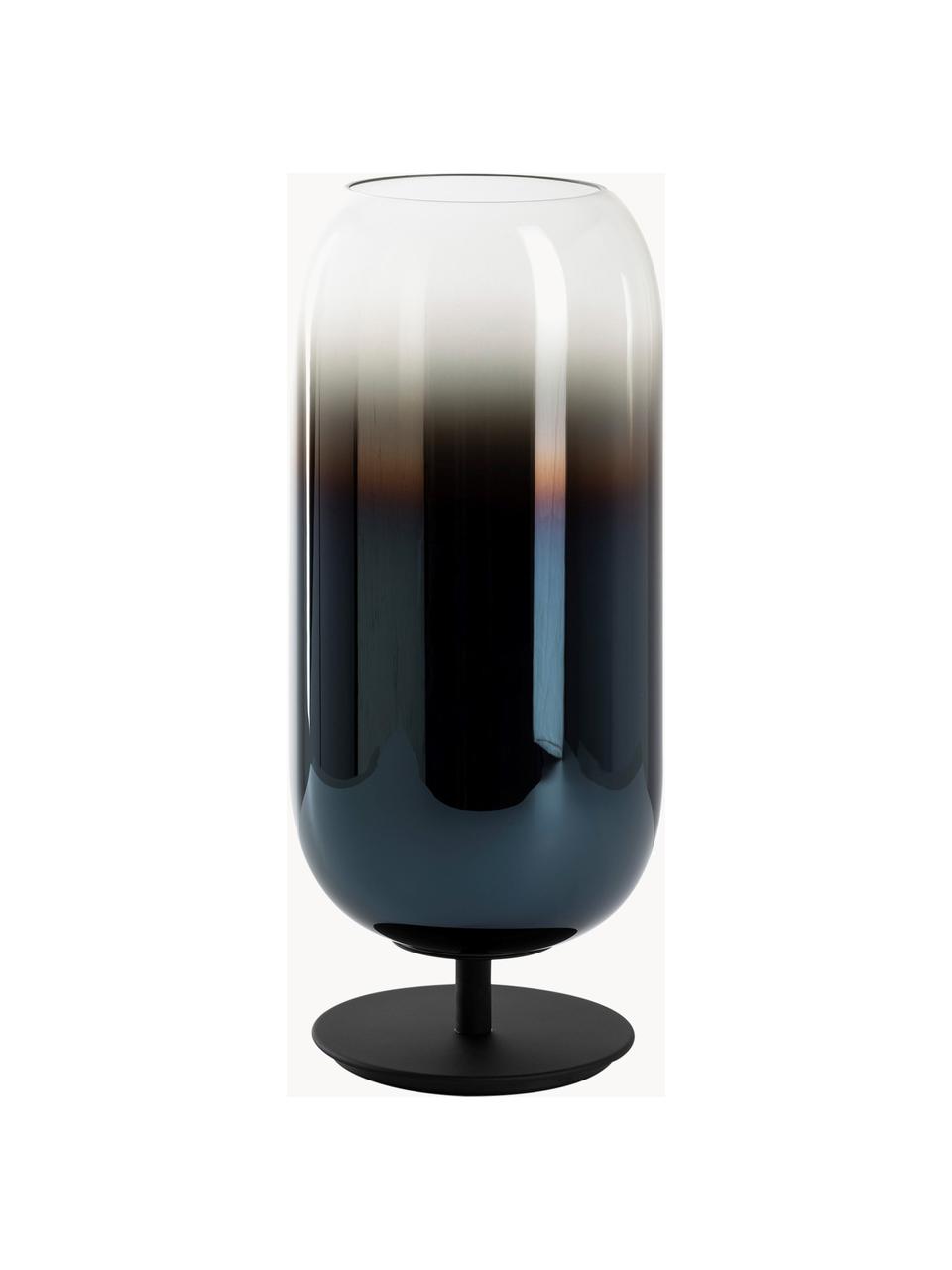 Lampe à poser soufflée bouche Gople, tailles variées, Bleu foncé, noir, Ø 21 x haut. 49 cm