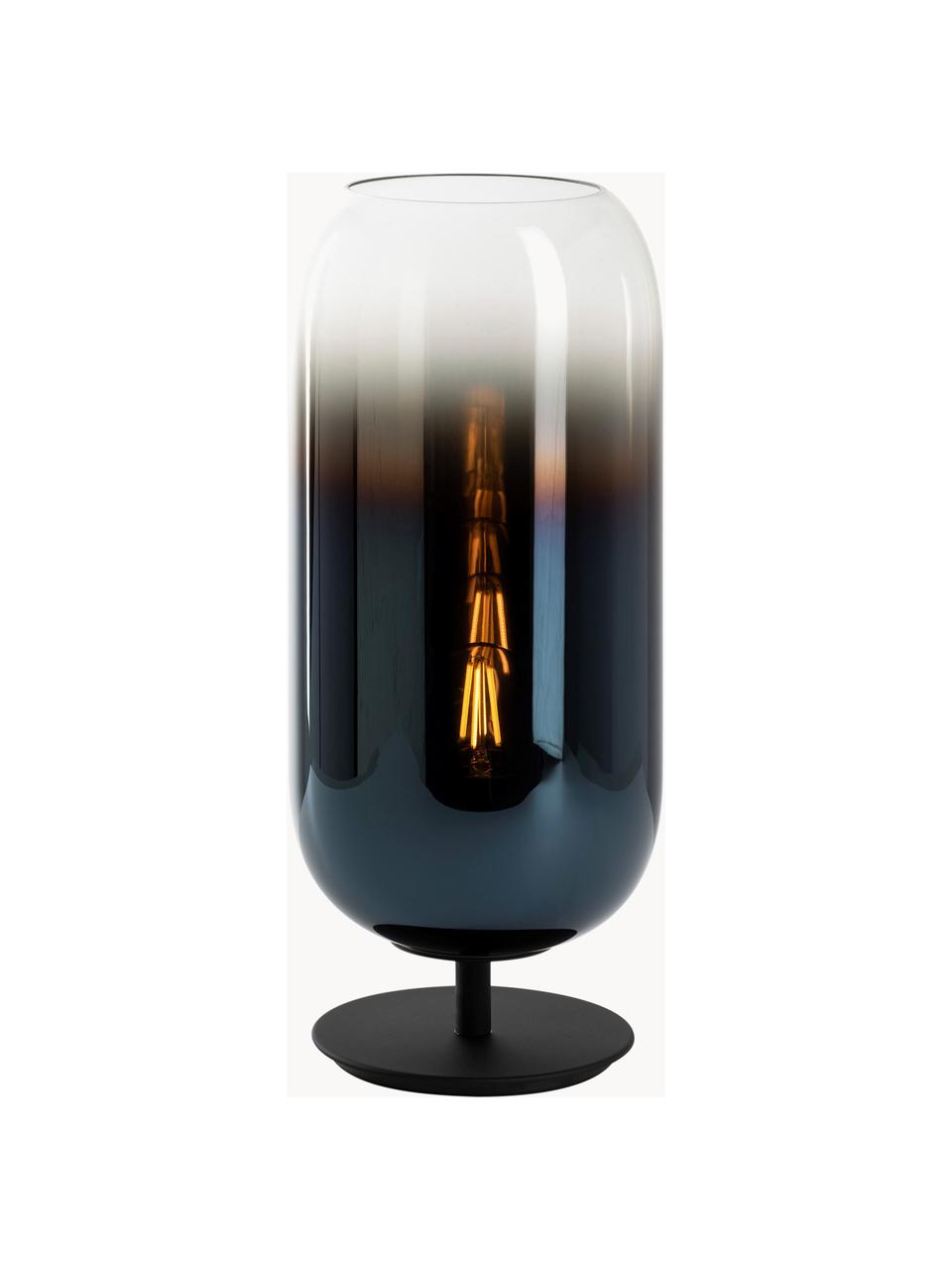 Lampe à poser soufflée bouche Gople, tailles variées, Bleu foncé, noir, Ø 21 x haut. 49 cm