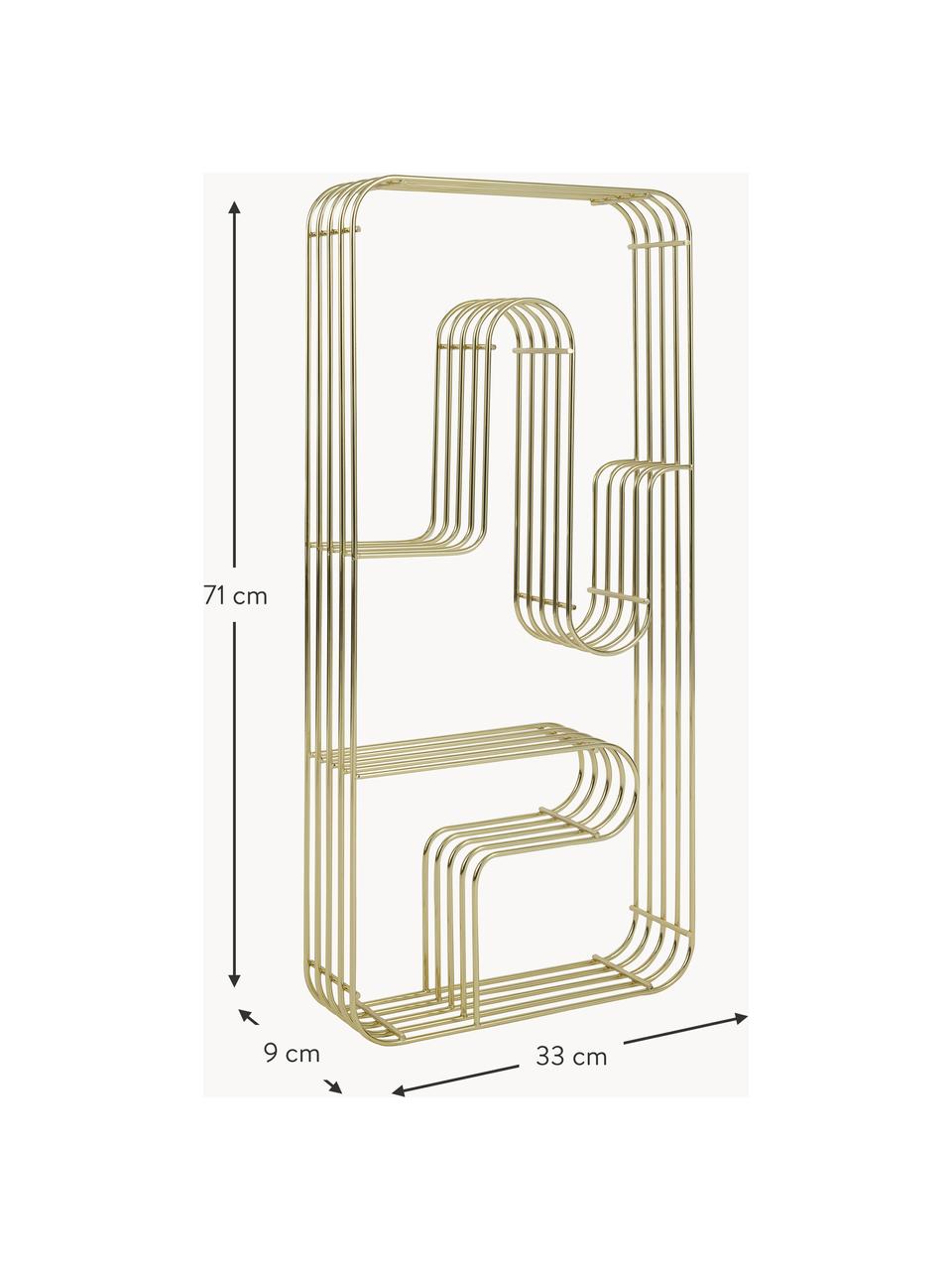 Kovová nástěnná police Curva, Chromovaný kov, Zlatá, Š 33 cm, V 71 cm