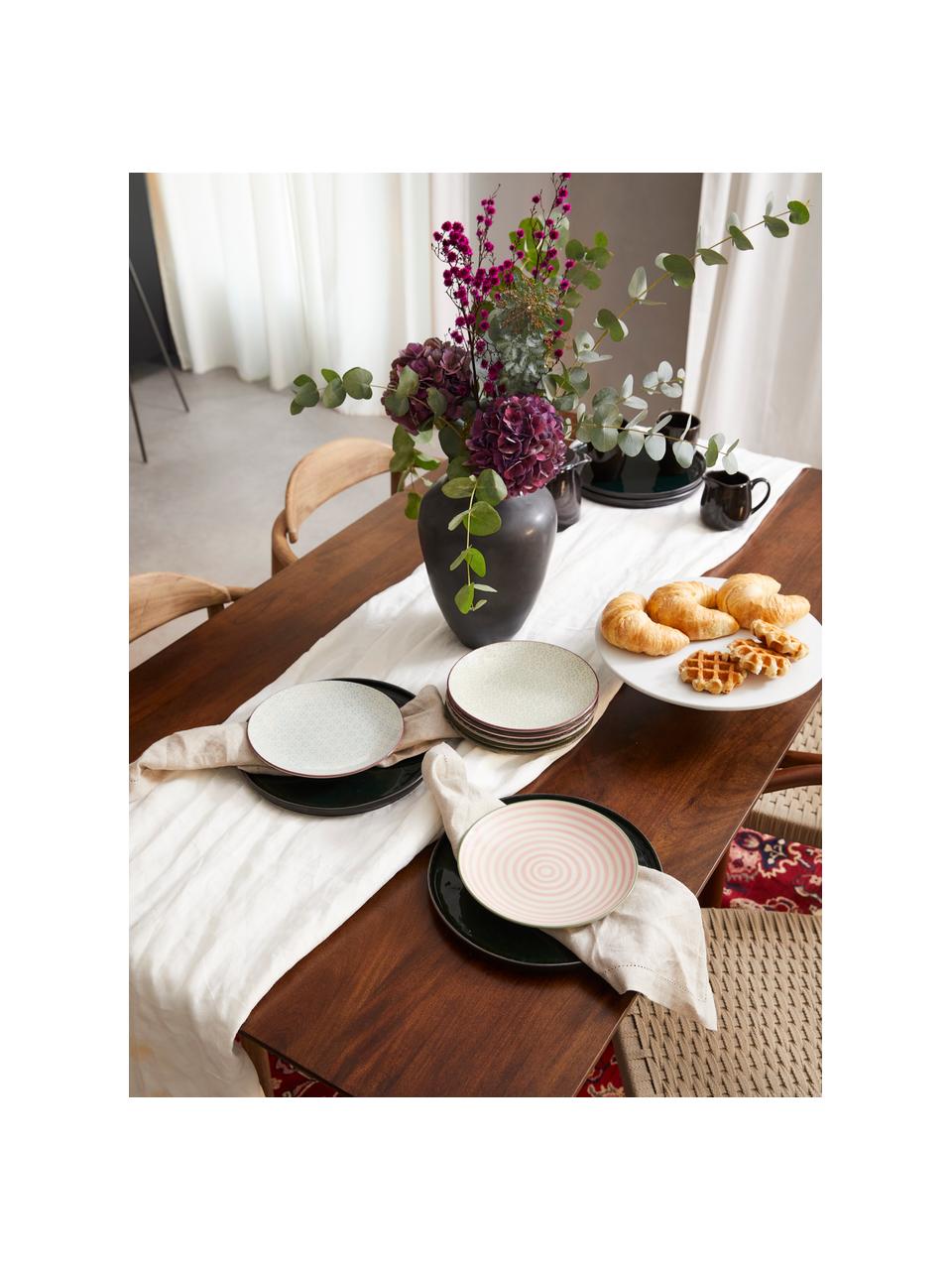 Komplet ręcznie malowanych talerzy śniadaniowych Patrizia, 3 elem., Kamionka, Złamana biel, wielobarwny, Ø 20 cm