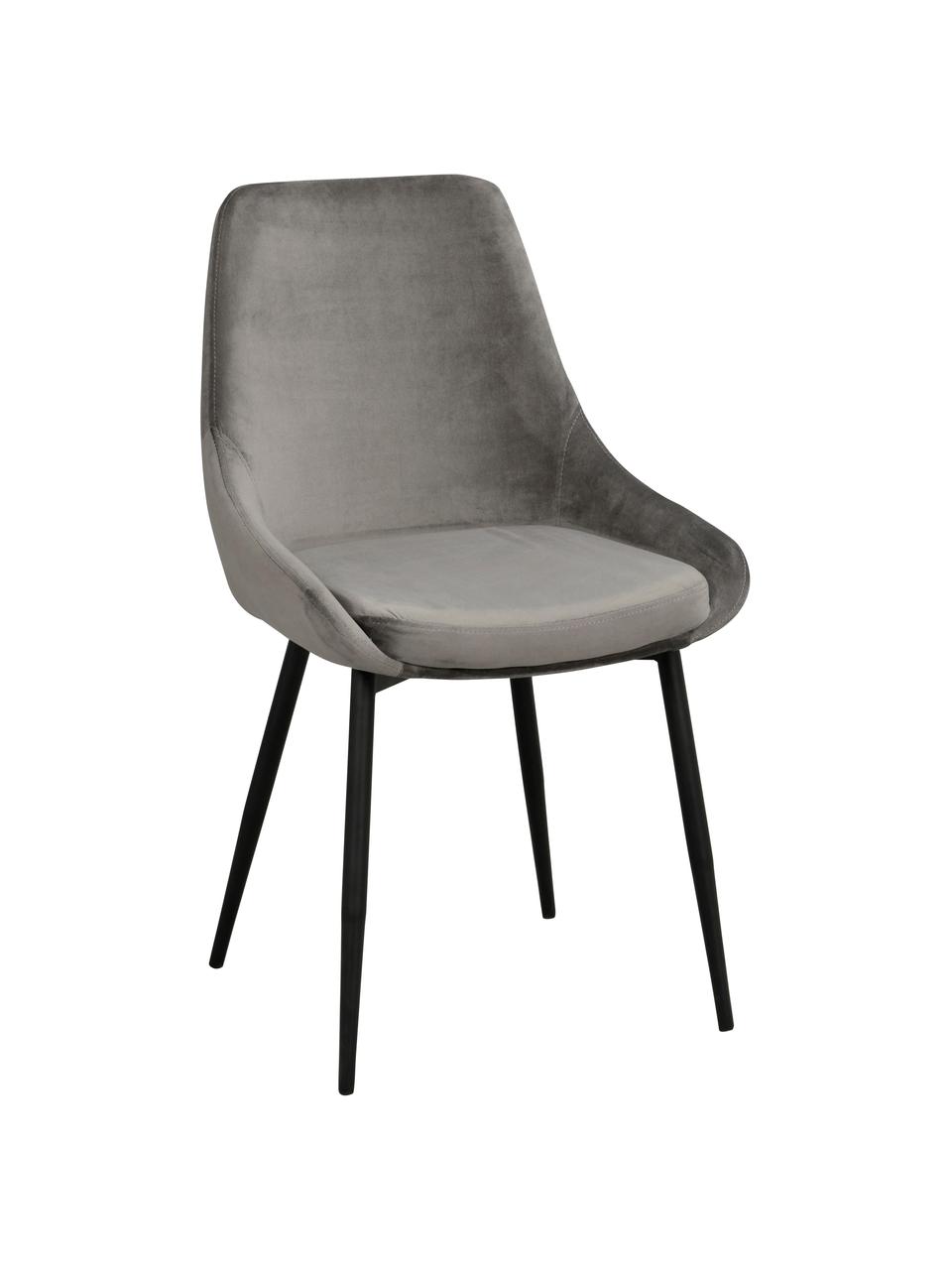 Chaise rembourrée en velours Sierra, 2 pièces, Gris, noir, larg. 49 x prof. 55 cm