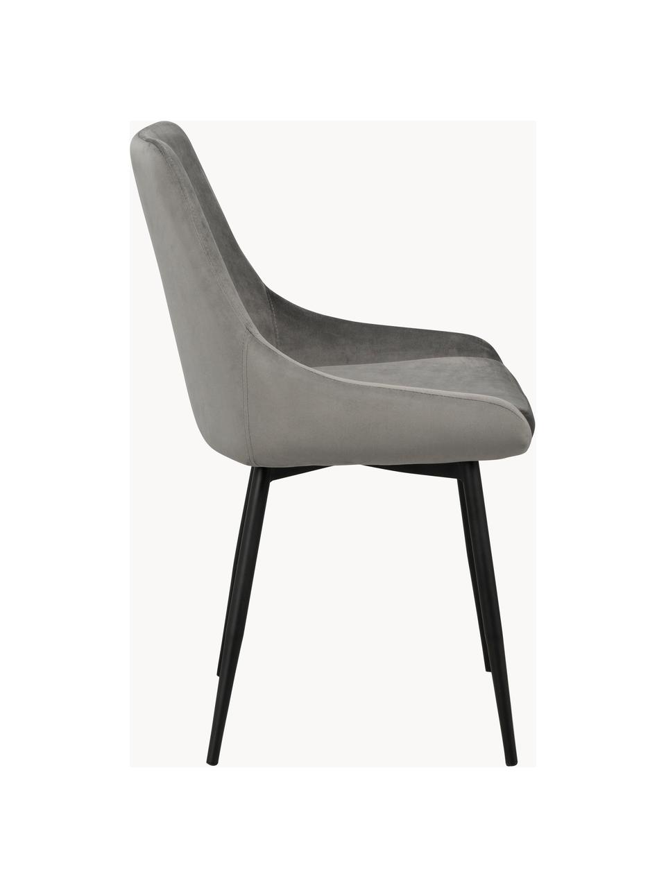 Chaises rembourrées en velours Sierra, 2 pièces, Velours gris, noir, larg. 49 x prof. 55 cm