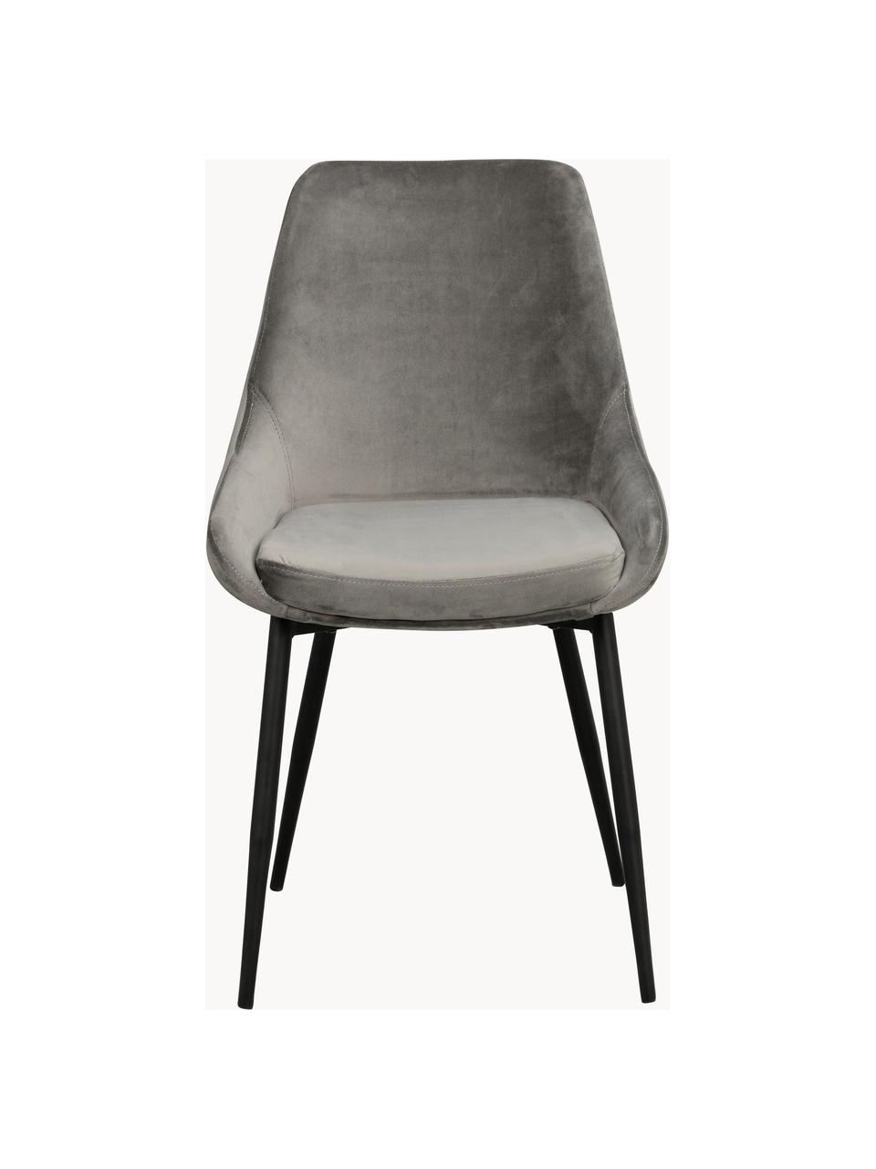 Stolička so zamatovým čalúnením Sierra, 2 ks, Zamatová sivá, čierna, Š 49 x H 55 cm