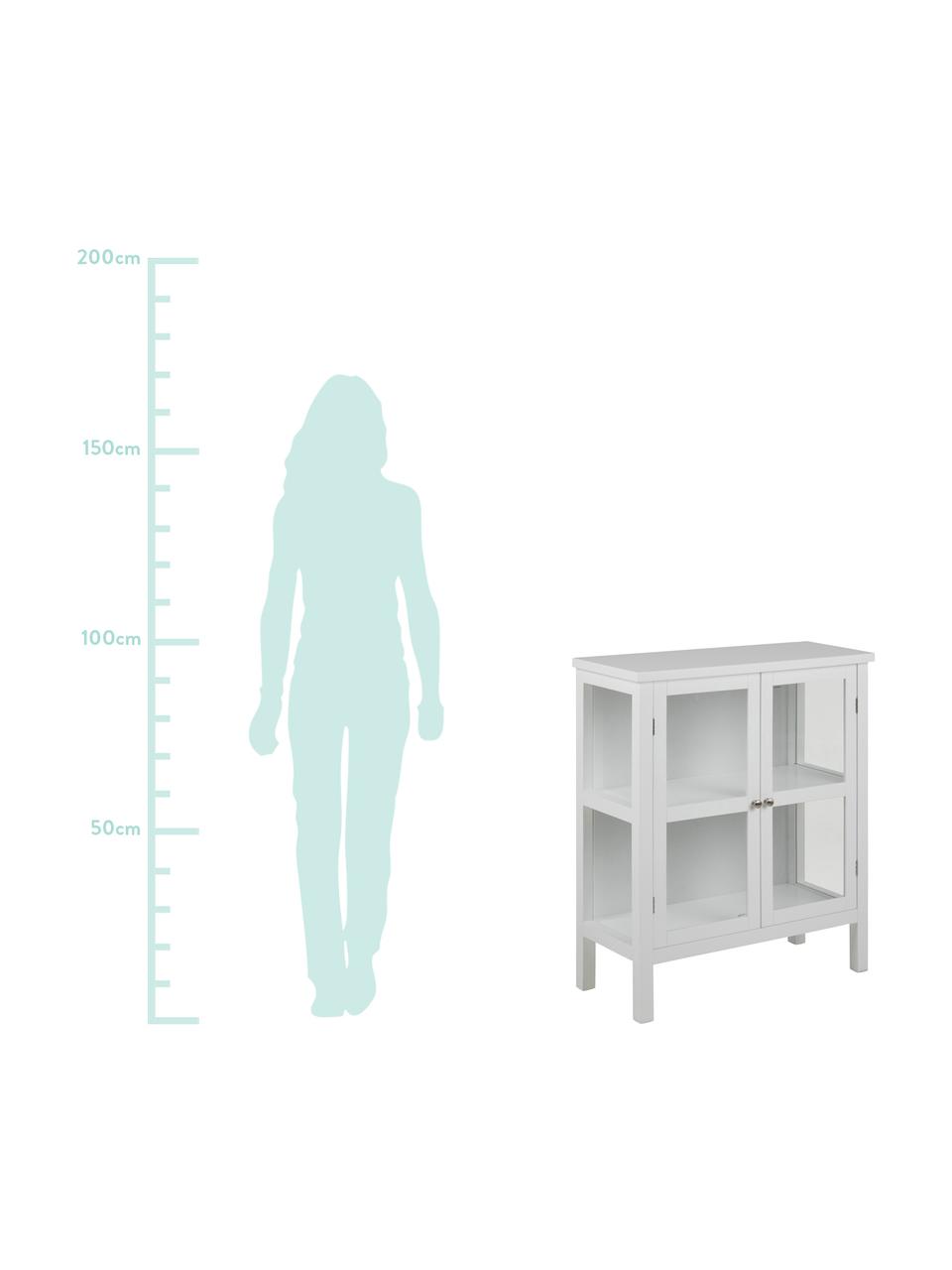 Weisse Glasvitrine Eton mit Holzrahmen, Gestell: Mitteldichte Holzfaserpla, Weiss, 80 x 100 cm