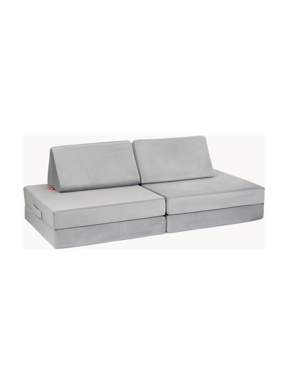 Modulares Kinder-Spielsofa Mila aus Samt, handgefertigt, Bezug: Samt (100 % Polyester) De, Samt Hellgrau, B 168 x T 84 cm