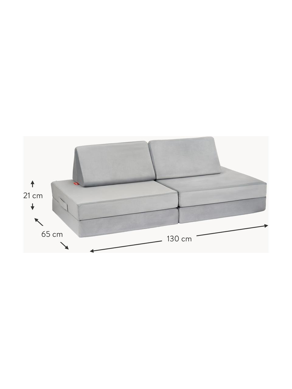 Modulares Kinder-Spielsofa Mila aus Samt, handgefertigt, Bezug: Samt (100 % Polyester) De, Samt Hellgrau, B 168 x T 84 cm