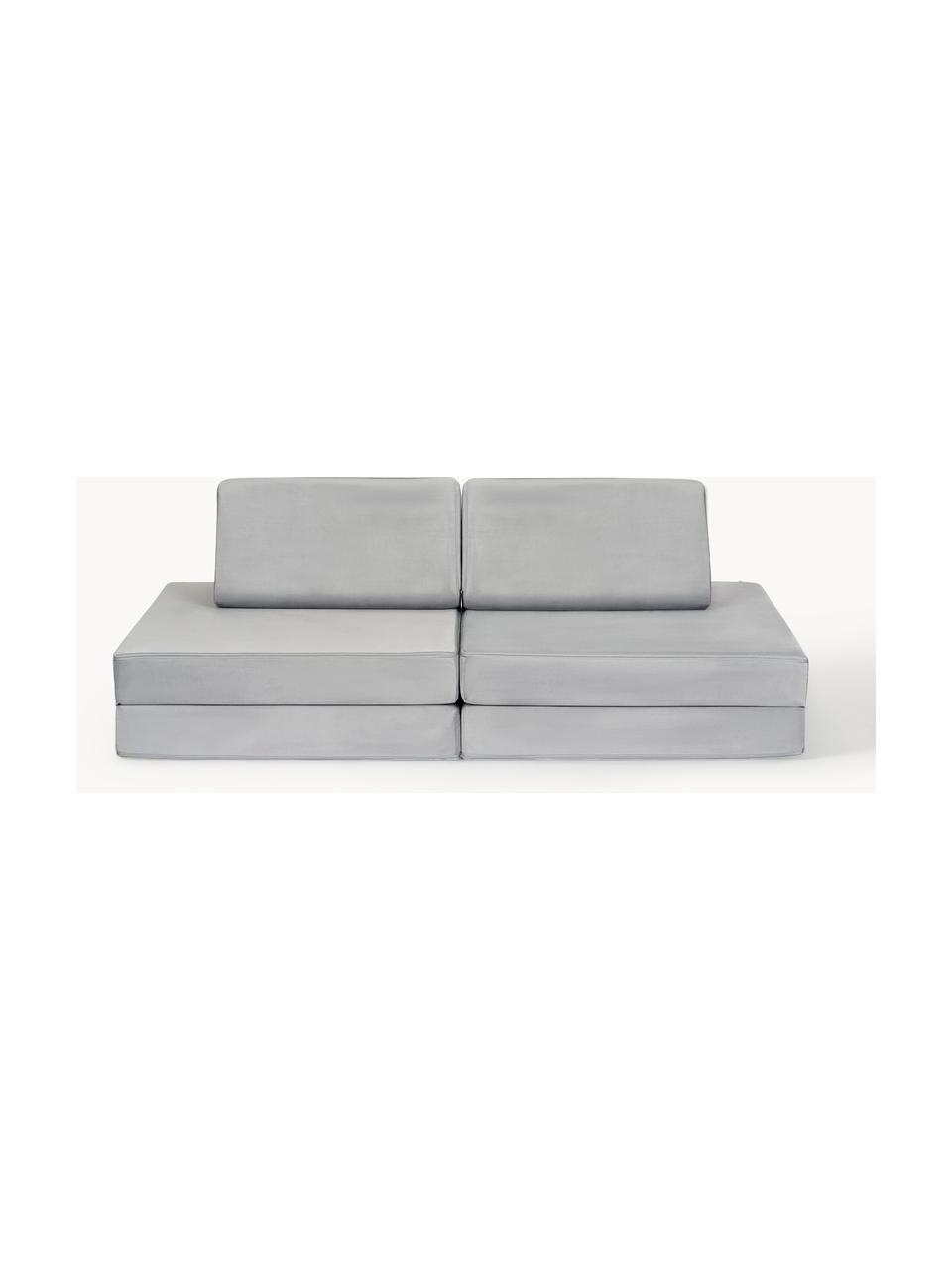 Modulares Kinder-Spielsofa Mila aus Samt, handgefertigt, Bezug: Samt (100 % Polyester) De, Samt Hellgrau, B 168 x T 84 cm