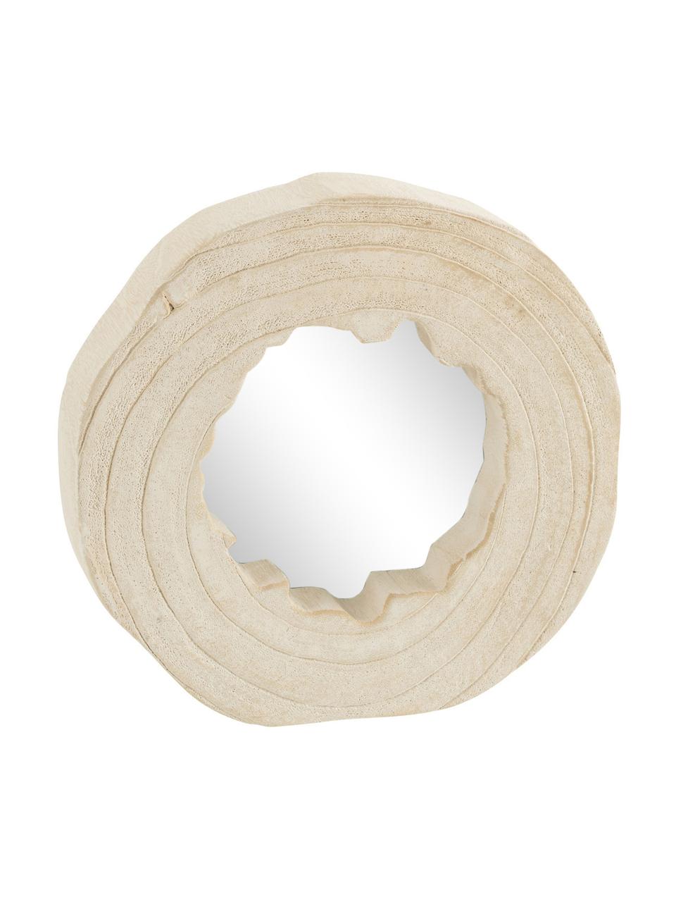Okrúhle zrkadlo z dreva paulovnie Nature, Krémová, Ø 28 cm