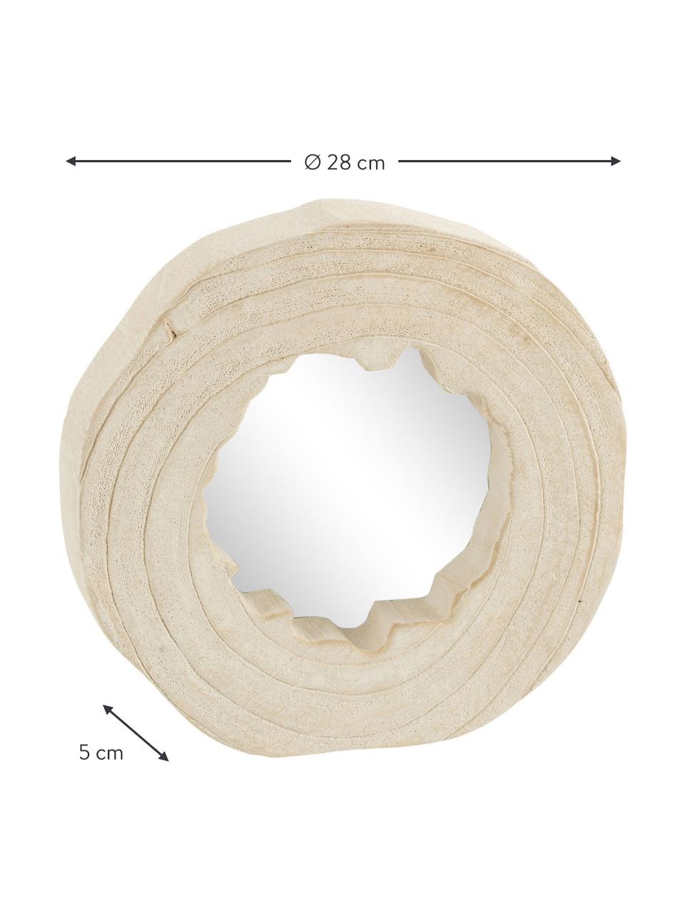 Espejo de pared redondo de madera de Paulownia Nature, Espejo: cristal, Beige, Ø 28 cm