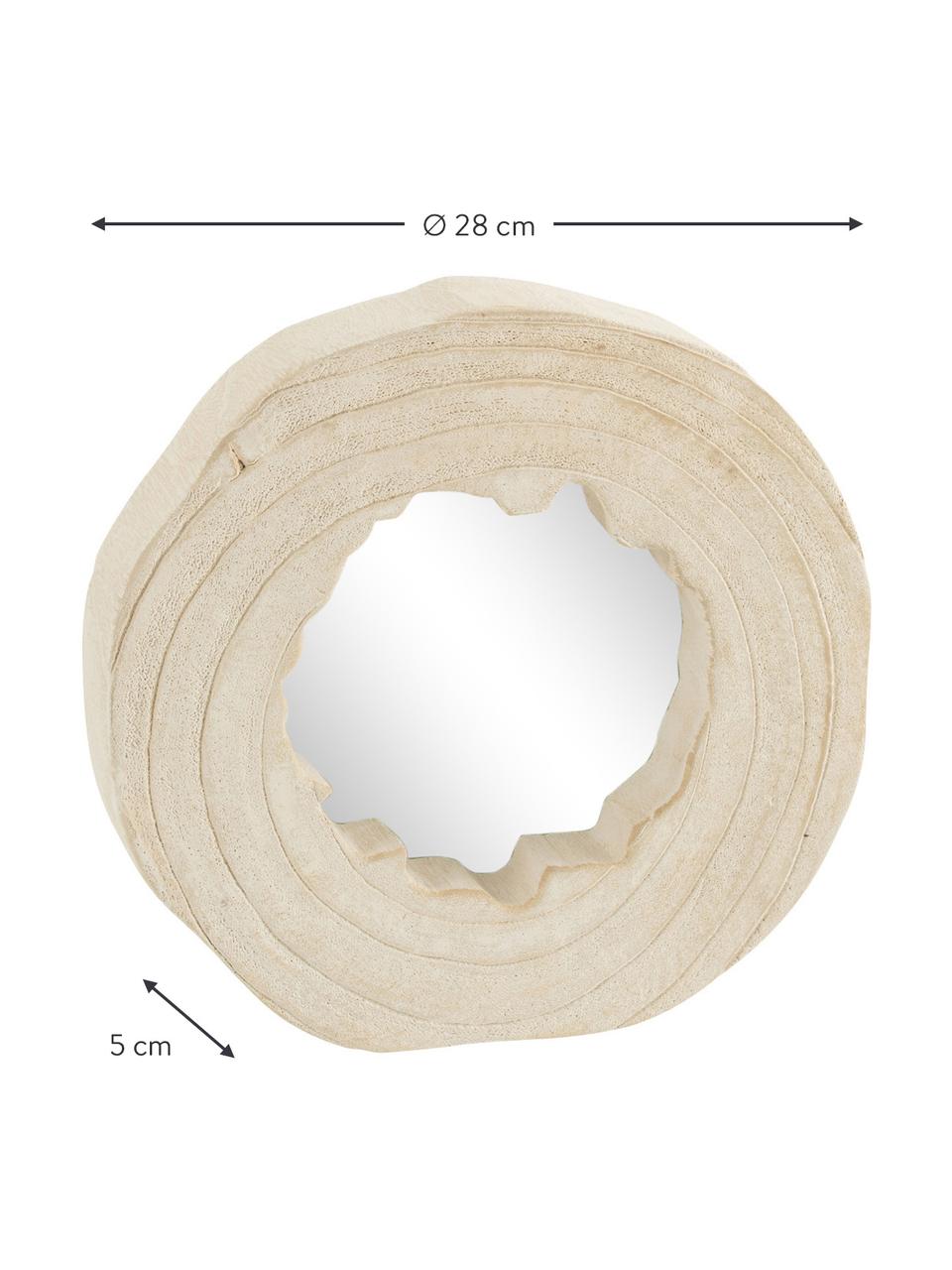 Okrúhle zrkadlo z dreva paulovnie Nature, Krémová, Ø 28 cm
