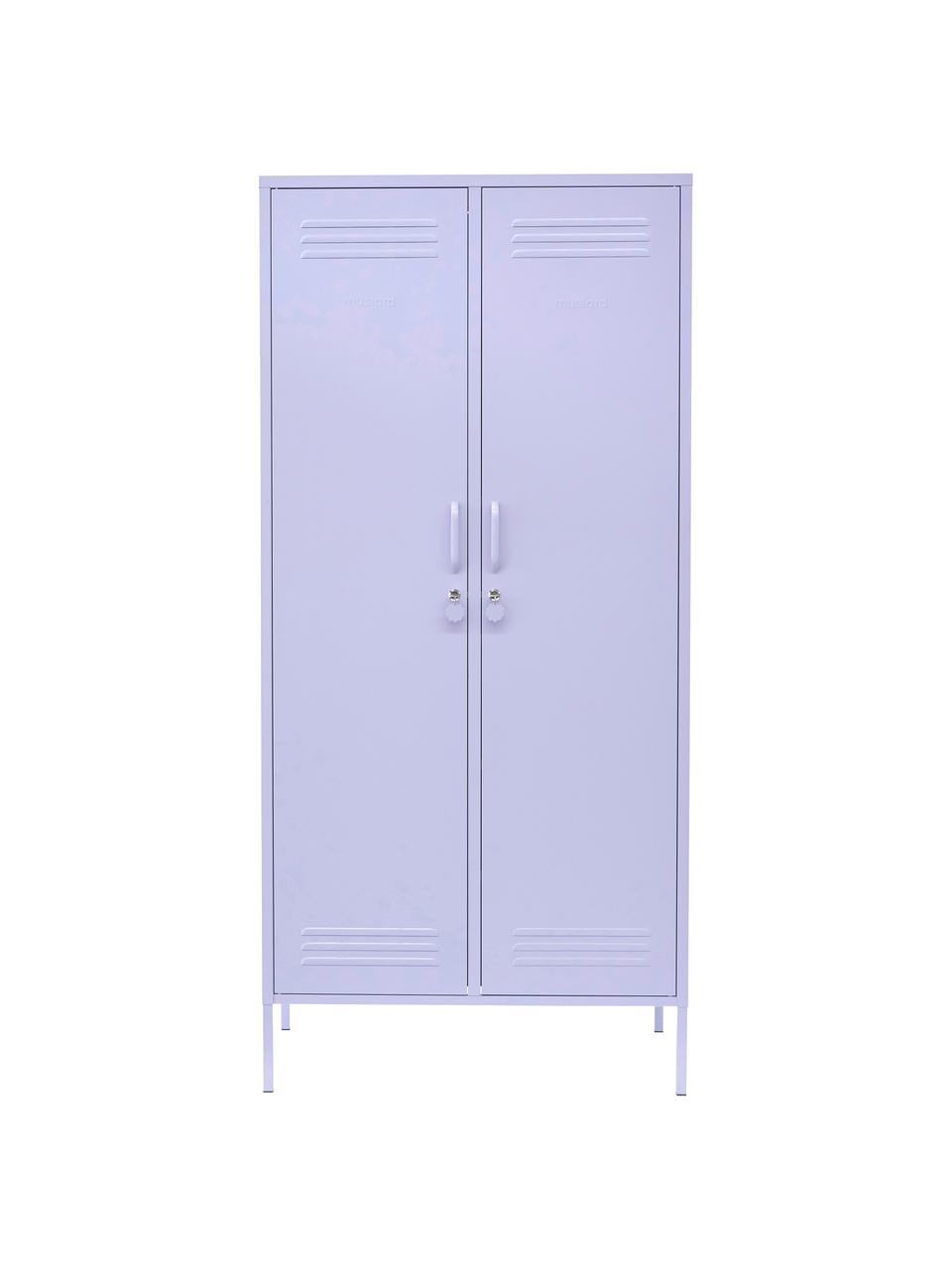 Kleine kledingkast Twinny, Gepoedercoat staal, Lila, B 85 x H 183 cm