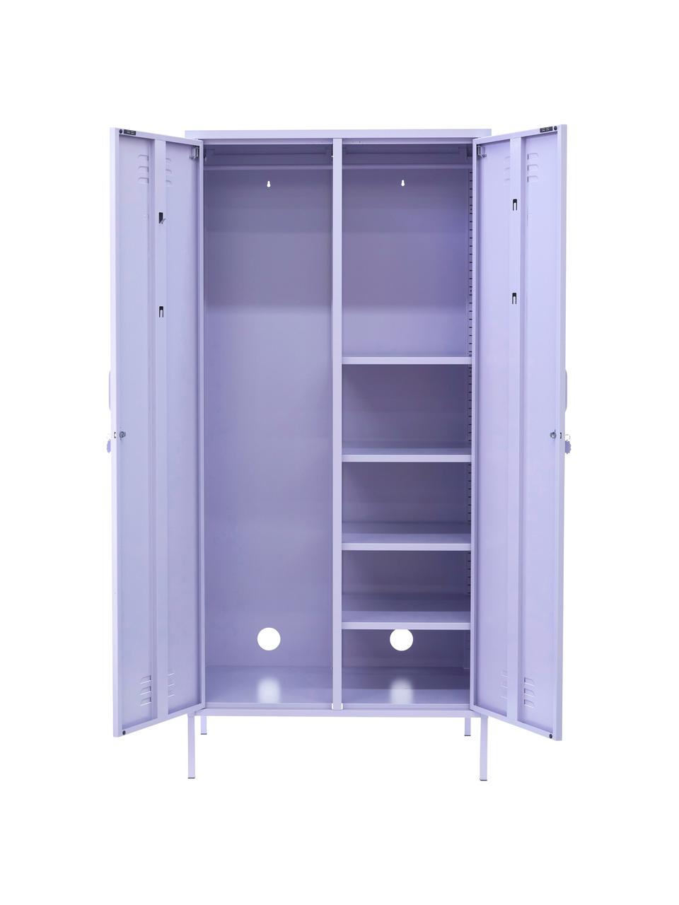 Kleine kledingkast Twinny, Gepoedercoat staal, Lila, B 85 x H 183 cm