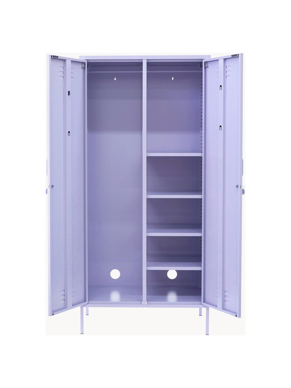 Kleiner Kleiderschrank The Twinny, Stahl, pulverbeschichtet, Flieder, B 85 x H 183 cm