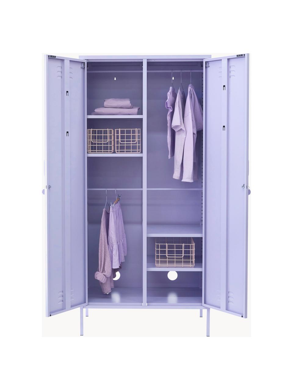 Kleiner Kleiderschrank The Twinny, Stahl, pulverbeschichtet, Flieder, B 85 x H 183 cm