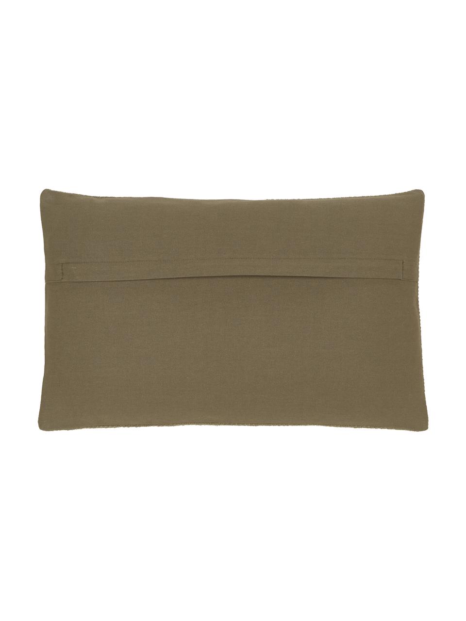 Housse de coussin vert olive Penny, 100 % coton, Vert, larg. 30 x long. 50 cm