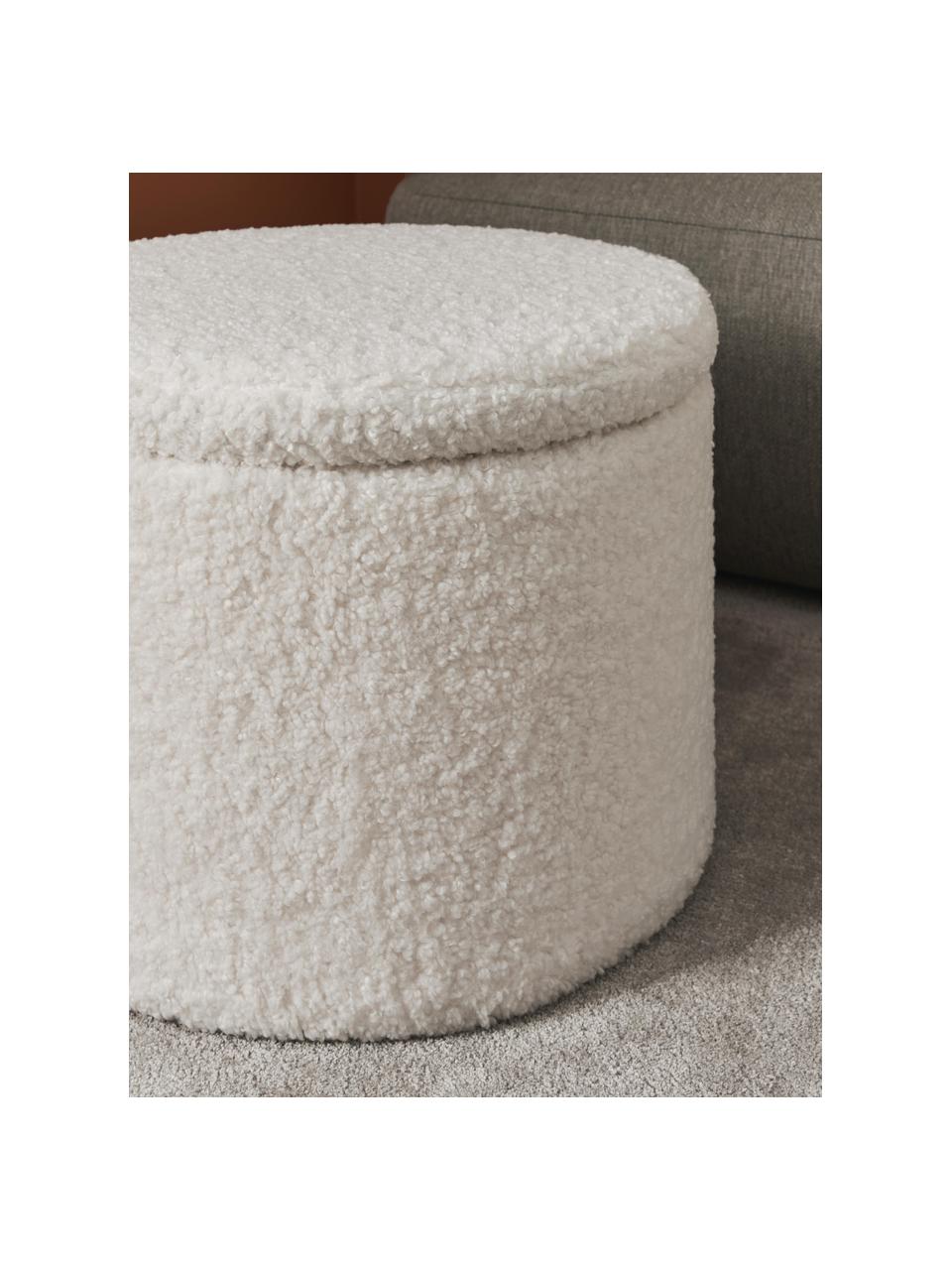 SET 2 POUF CONTENITORE OVALI TESSUTO BIANCO CON COPERCHIO UNA-591747