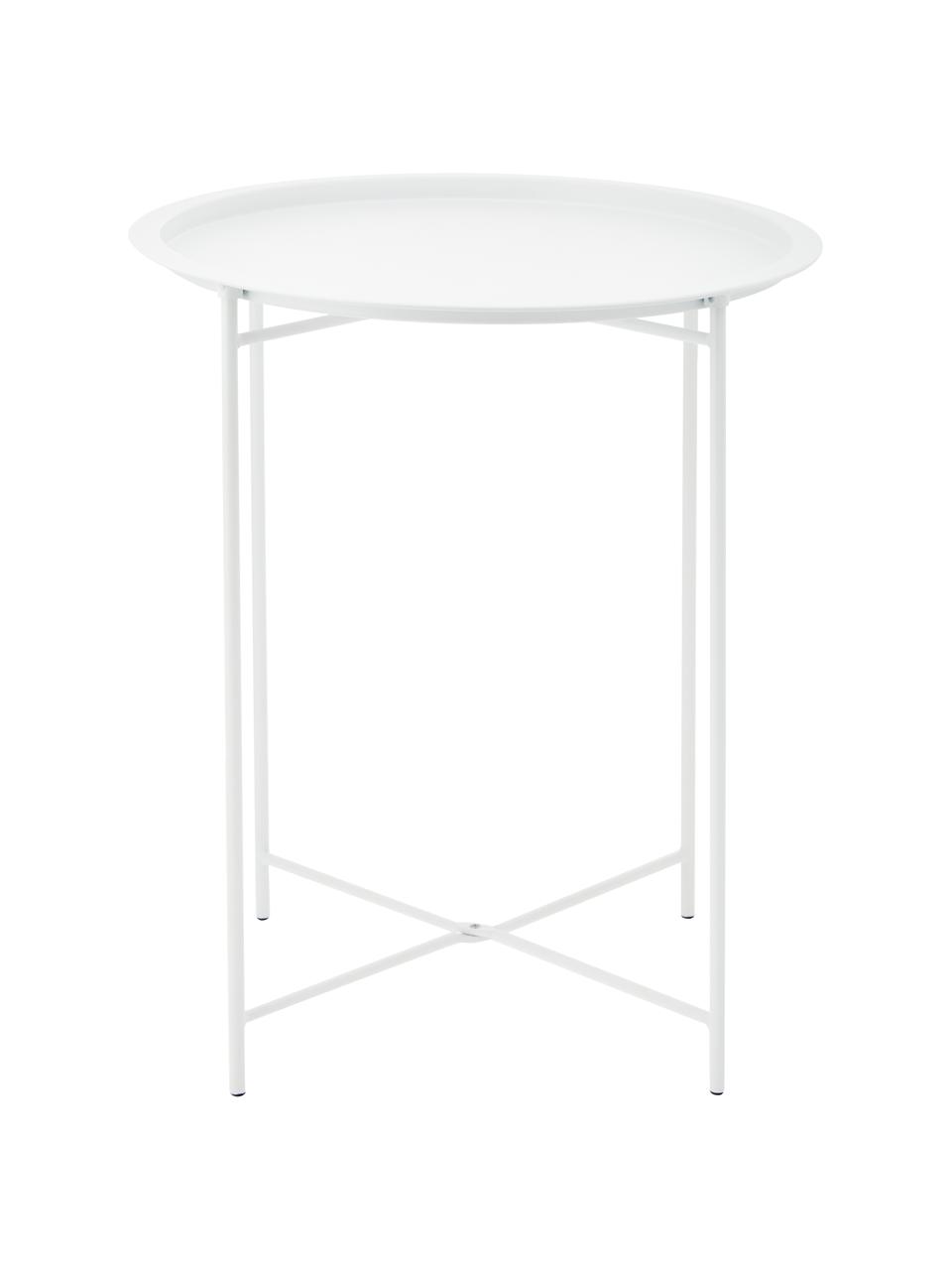 Stolik-taca z metalu Sangro, Metal malowany proszkowo, Biały, Ø 46 x W 52 cm