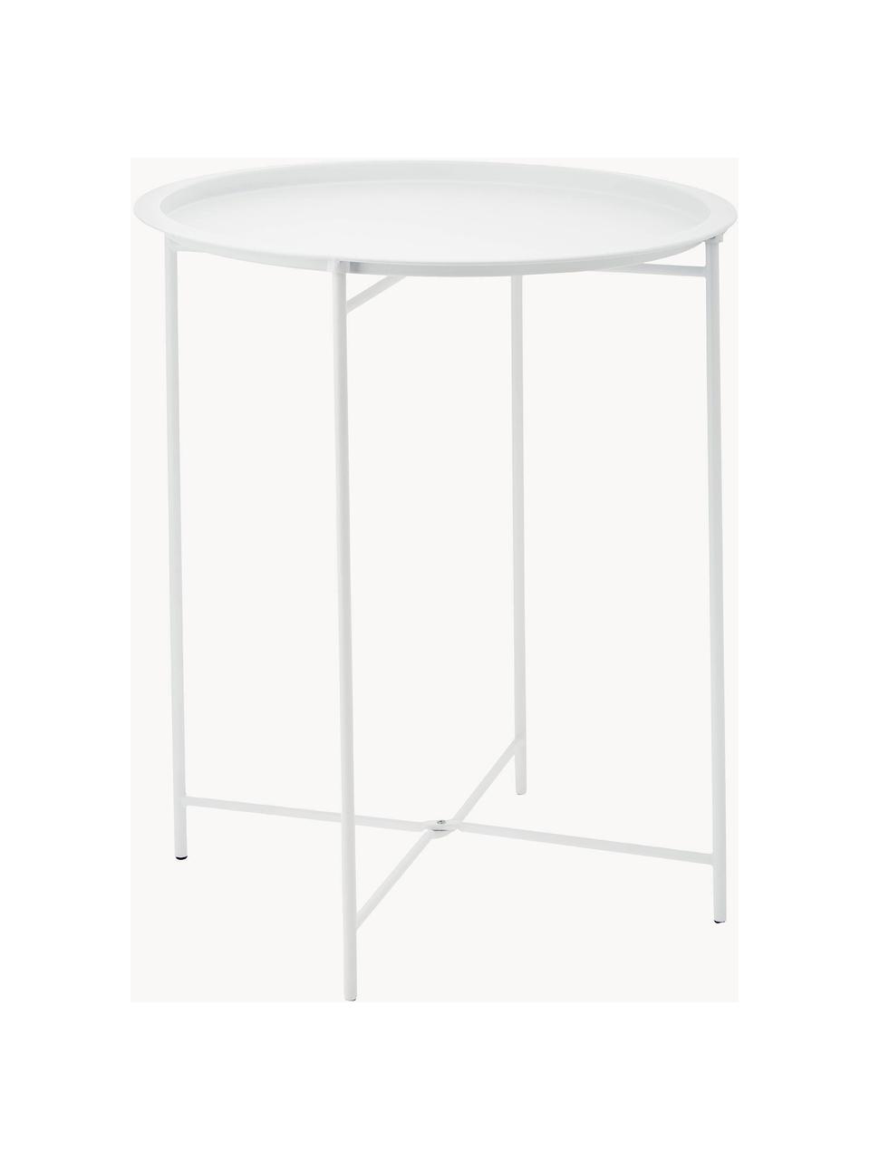 Ronde dienbladtafel Sangro in wit van metaal, Gepoedercoat metaal, Wit, Ø 46 x H 52 cm