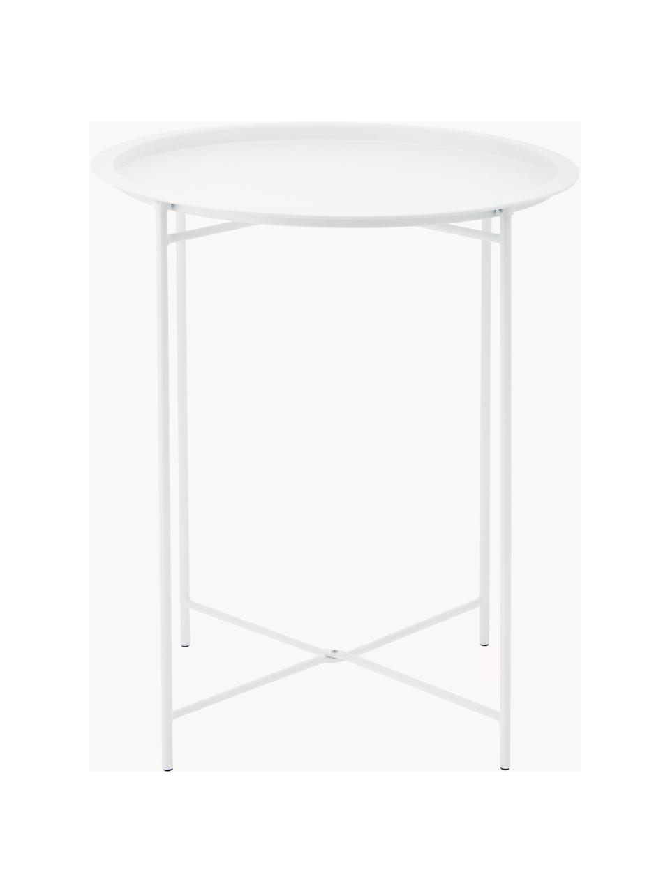 Table ronde en métal Sangro, Acier, laqué, Blanc, Ø 46 x haut. 52 cm