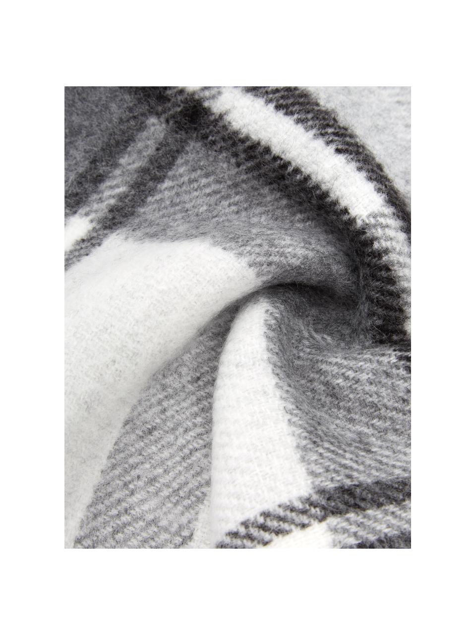 Housse de coussin 30x50 à carreaux Neva, 100 % polyacrylique, Noir, gris, blanc, larg. 30 x long. 50 cm