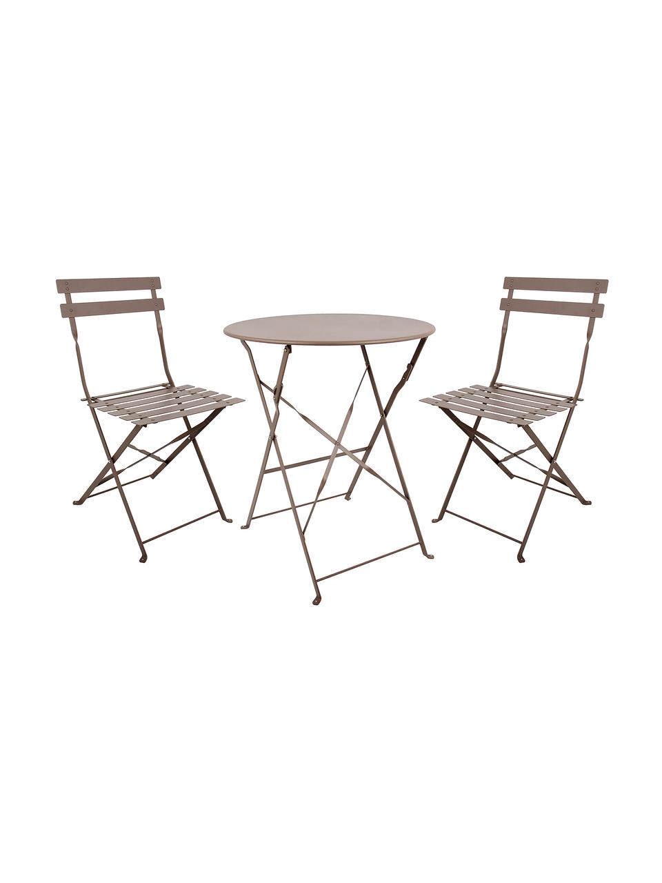 Set tavolo e sedie da balcone in metallo Chelsea 3 pz, Metallo verniciato a polvere, Taupe, Set in varie misure