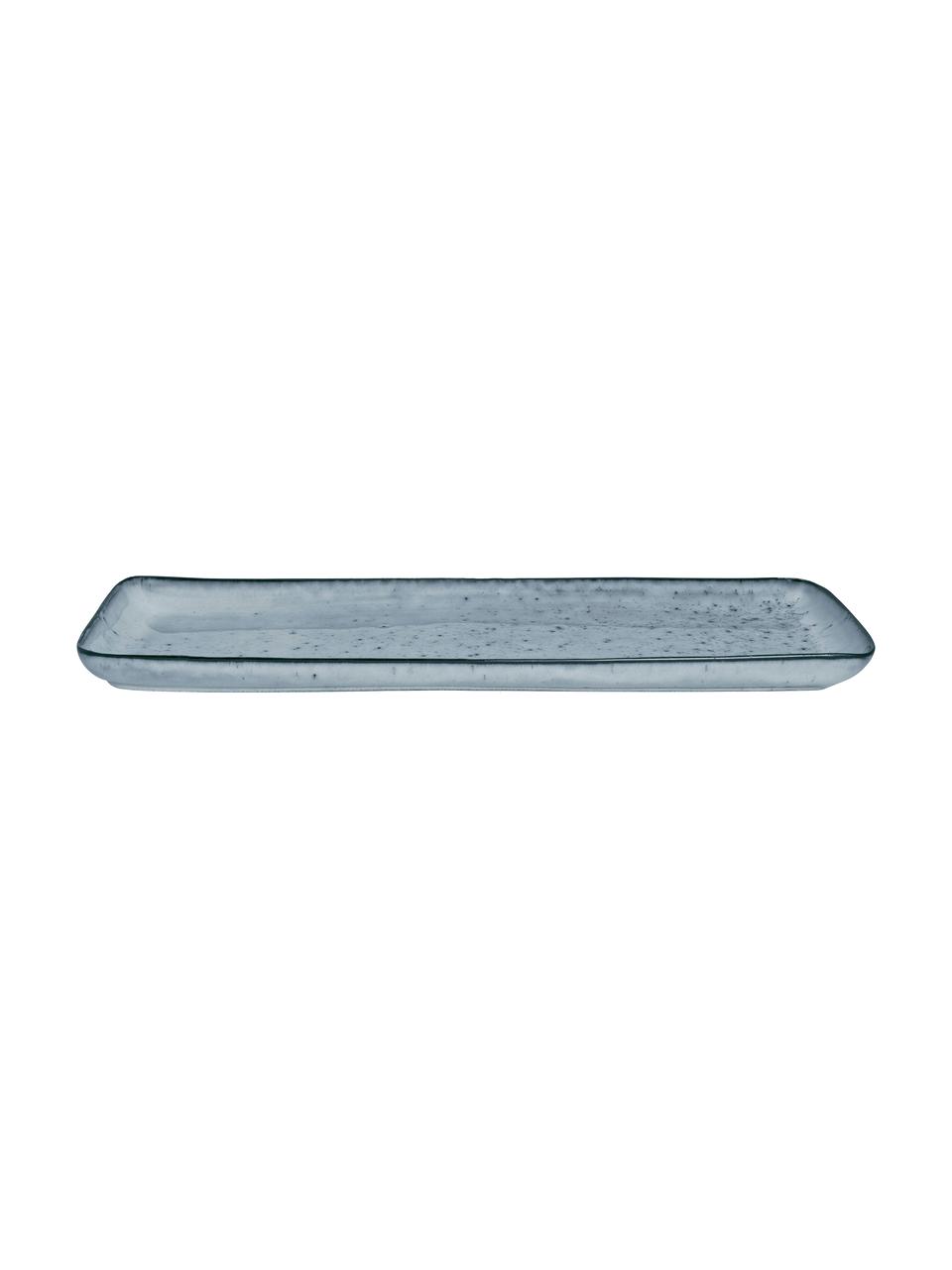 Fuente artesanal Nordic Sea, Gres, Tonos grises y azules, L 35 x An 13 cm