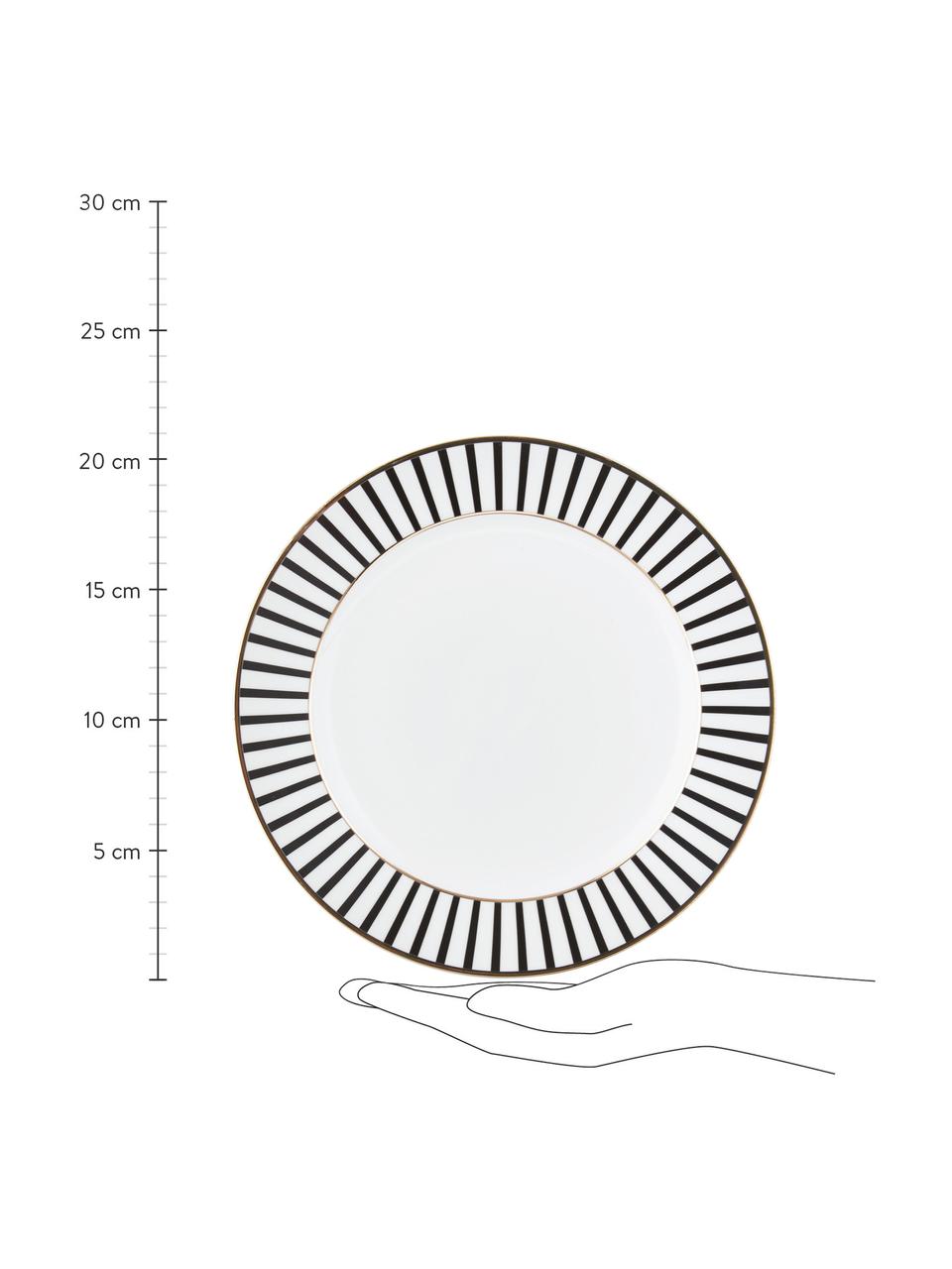 Assiette à dessert design en porcelaine Pluto Loft, 4 pièces, Porcelaine, Noir, blanc, Ø 21 x haut. 2 cm
