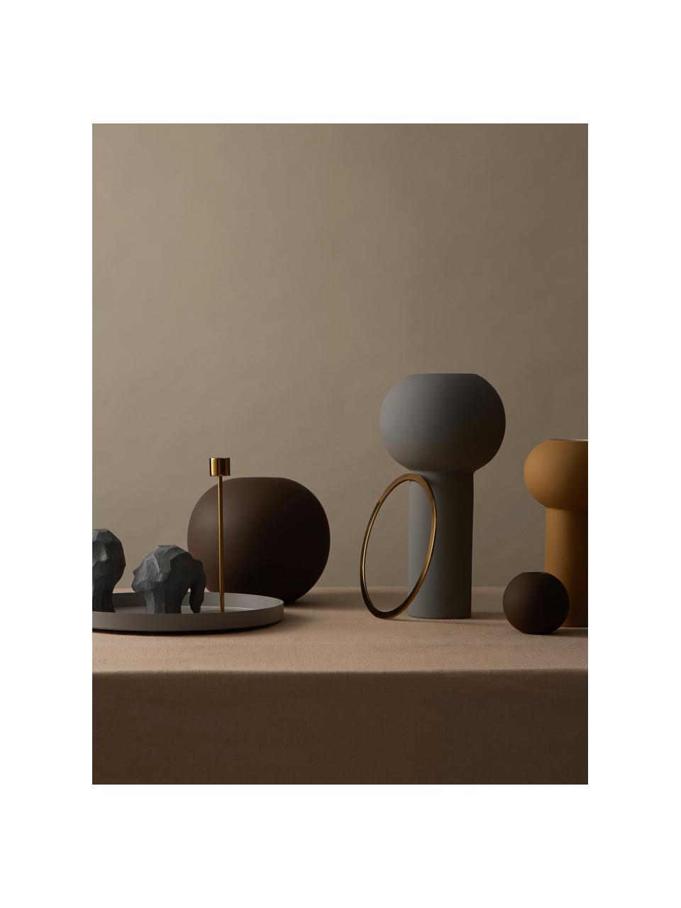 Handbemalte Vase Pillar, H 32 cm, Keramik, Dunkelgrau, Ø 17 x H 32 cm