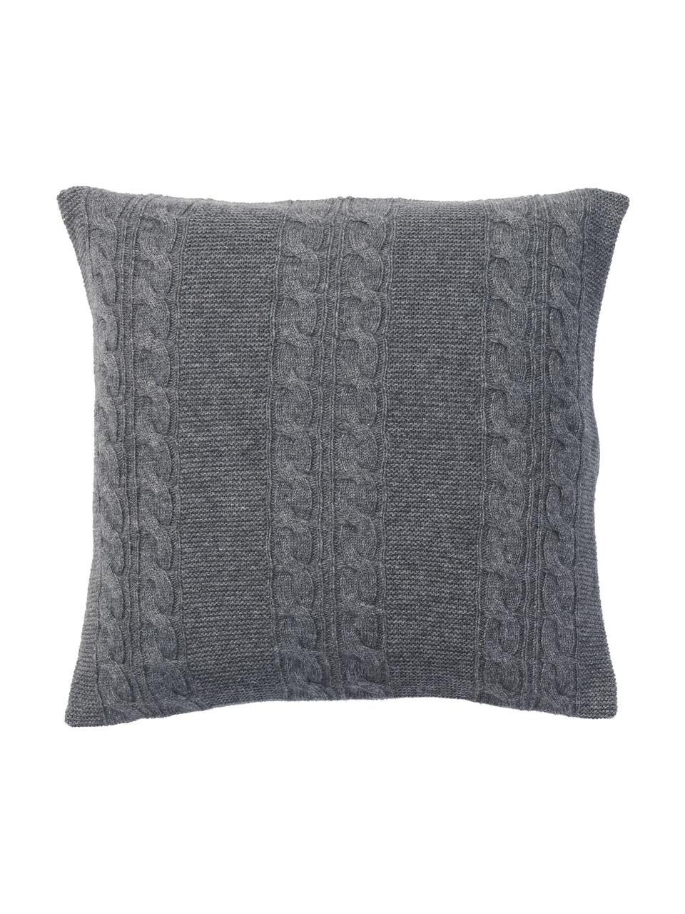 Housse de coussin en pur cachemire Leonie, Gris foncé