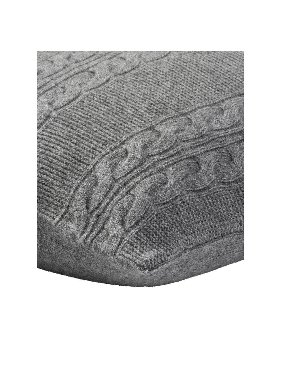 Povlak na polštář z čistého kašmíru s pleteným vzorem Leonie, Tmavě šedá