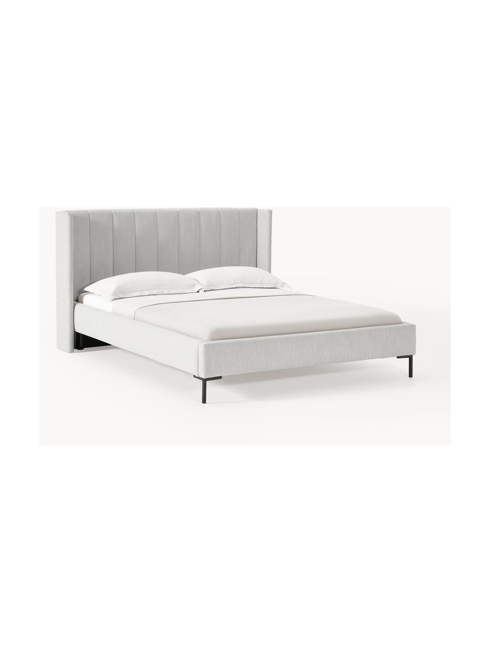 Cama tapizada Dusk, Tapizado: tejido finamente estructu, Estructura: madera de pino maciza con, Patas: metal con pintura en polv, Tejido gris claro, An 180 x L 200 cm