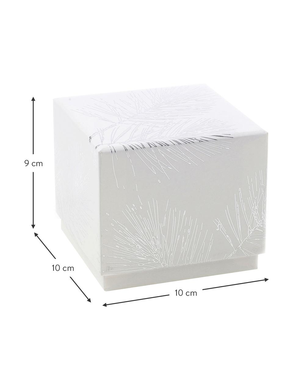 Geschenkbox Ferice, Kraftpapier, Weiß, Silberfarben, B 10 x H 9 cm