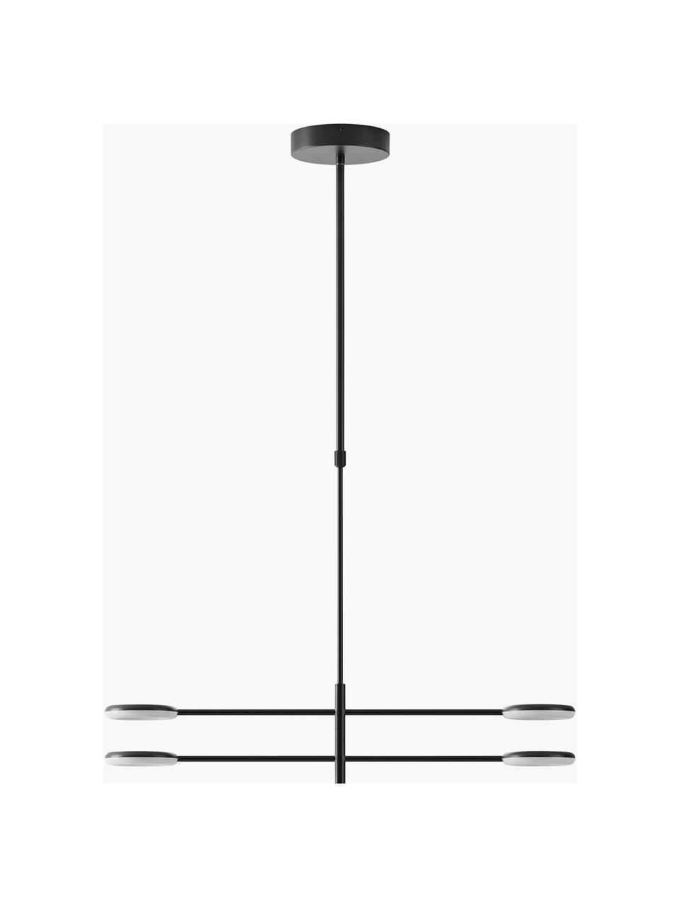 Grote LED hanglamp Odeon met verstelbare lamparmen, Lampenkap: metaal, acryl, Zwart, wit, B 80 x H 80 cm