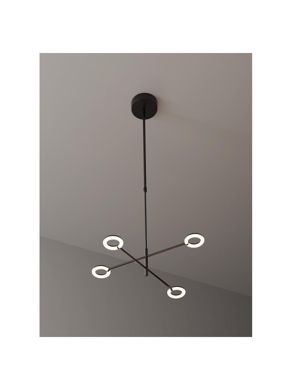 Grande suspension LED avec bras de lampe réglables Odeon, Noir, blanc, larg. 80 x haut. 80 cm