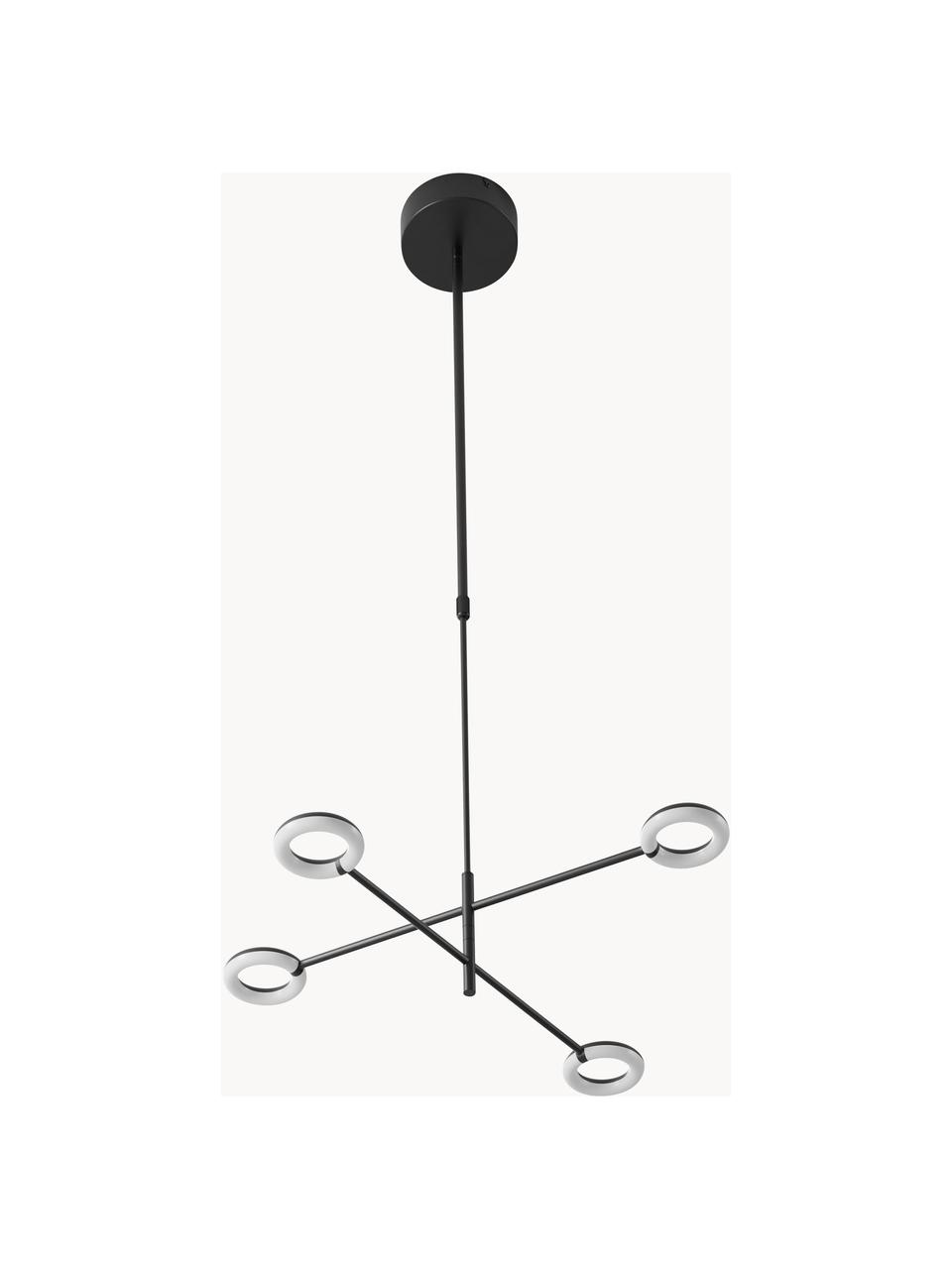 Grande suspension LED avec bras de lampe réglables Odeon, Noir, blanc, larg. 80 x haut. 80 cm
