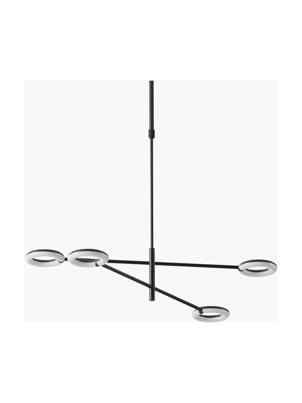 Grote LED hanglamp Odeon met verstelbare lamparmen, Lampenkap: metaal, acryl, Zwart, wit, B 80 x H 80 cm