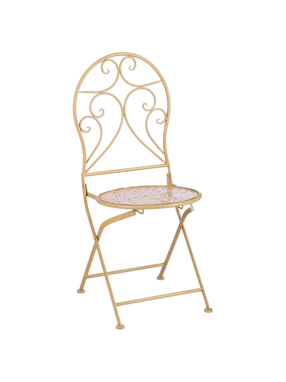 Chaise de balcon pliante métal Yent, 2 pièces, Jaune