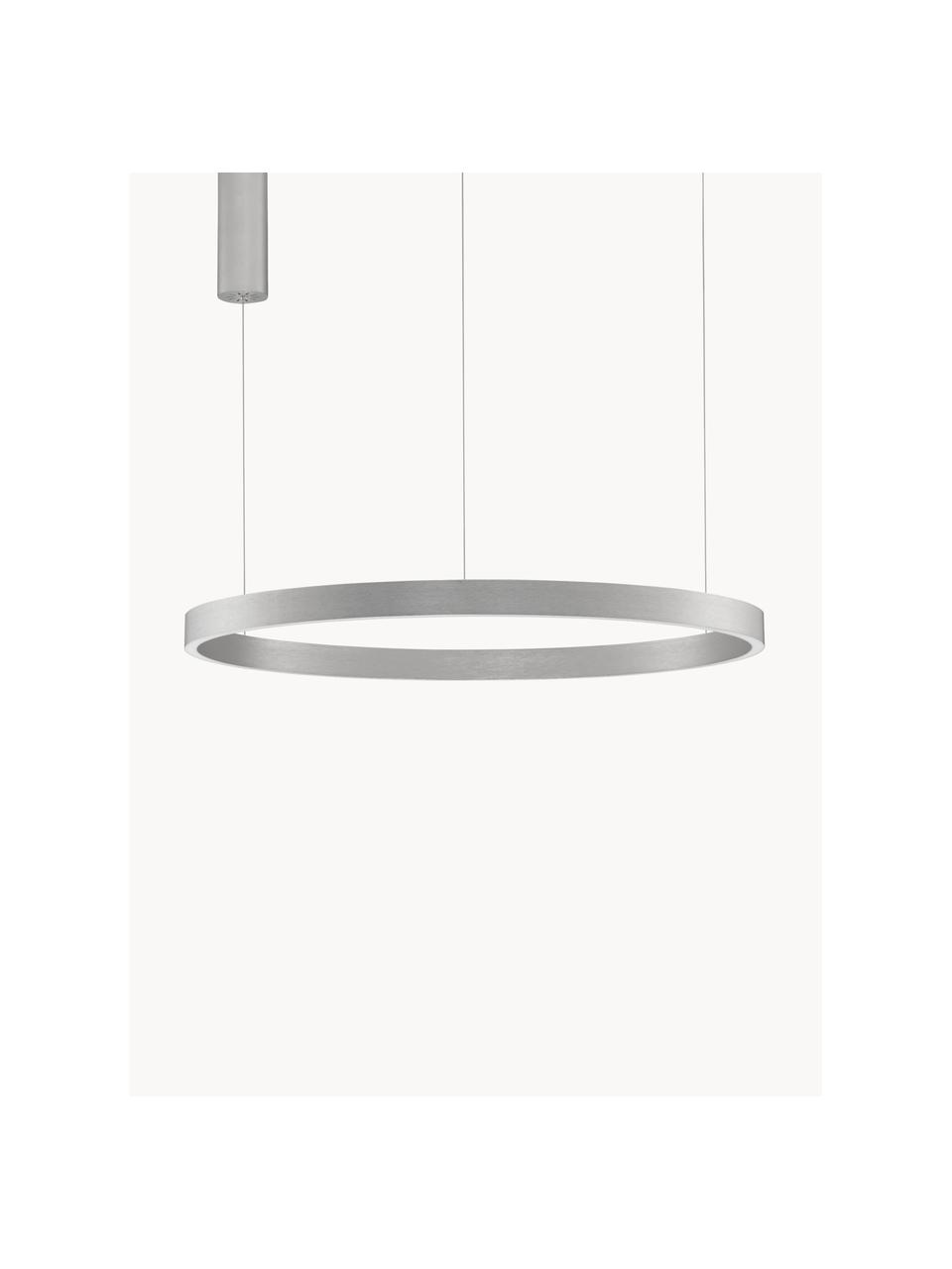 Grote dimbare LED hanglamp Elowen, verschillende formaten, Diffuser: acrylglas, Zilverkleurig, Ø 80 x H 5 cm