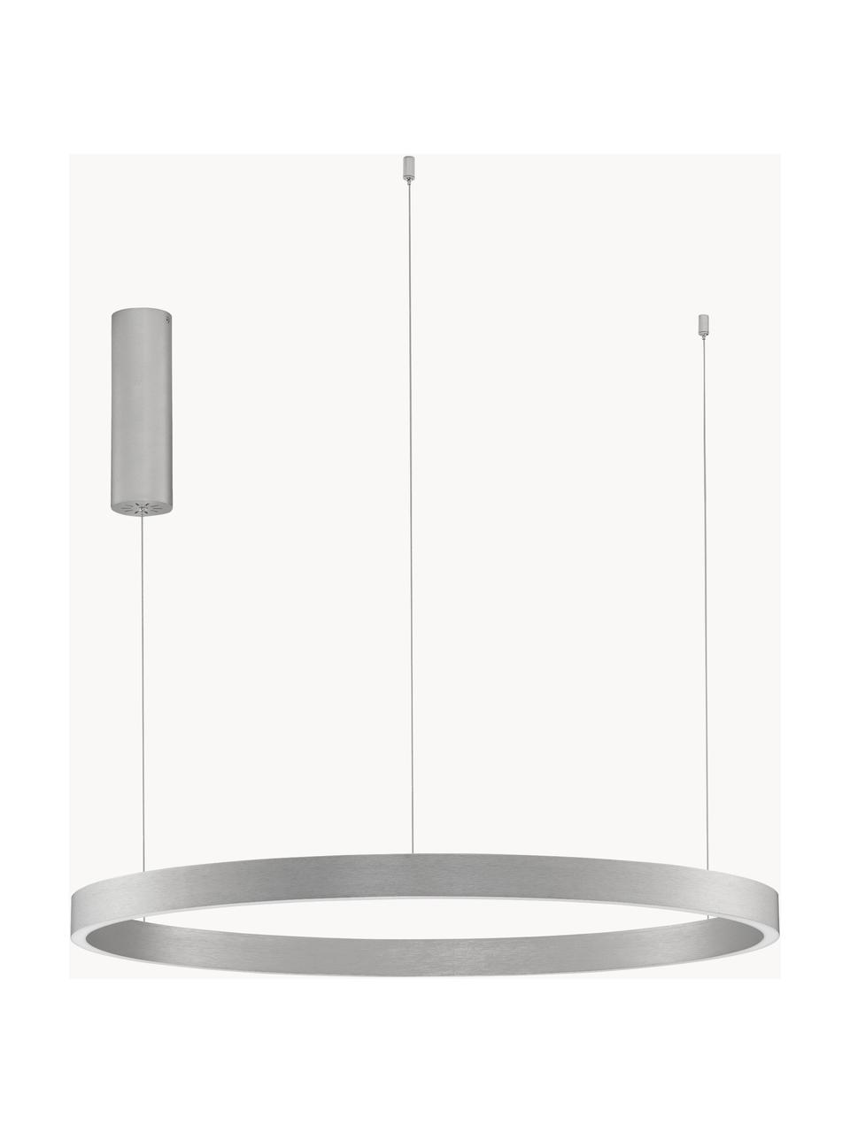 Grote dimbare LED hanglamp Elowen, verschillende formaten, Diffuser: acrylglas, Zilverkleurig, Ø 80 x H 5 cm