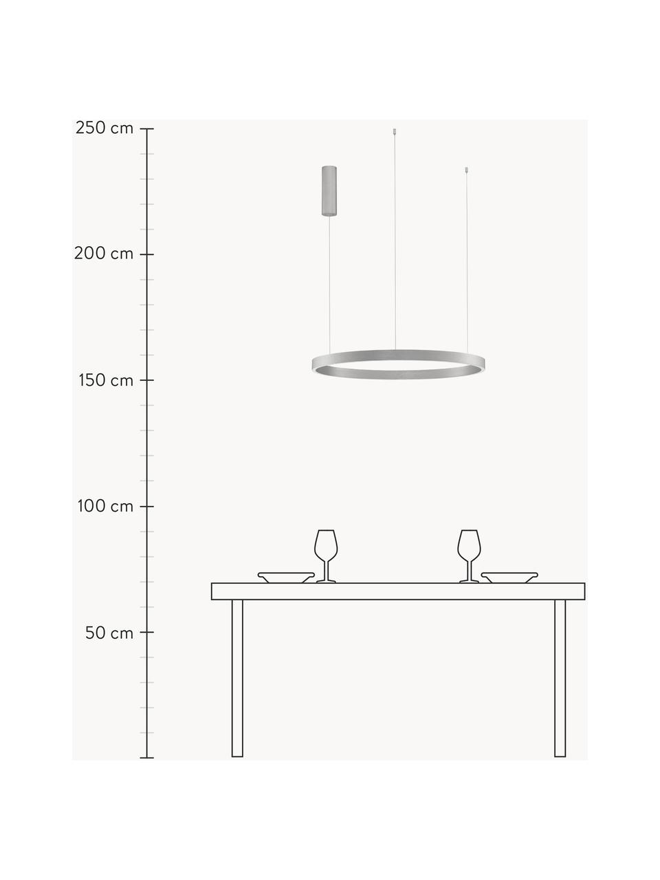 Grote dimbare LED hanglamp Elowen, verschillende formaten, Diffuser: acrylglas, Zilverkleurig, Ø 80 x H 5 cm