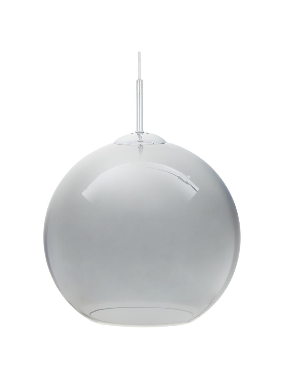 Suspension boule verre chrome Soleil, Chrome, gris