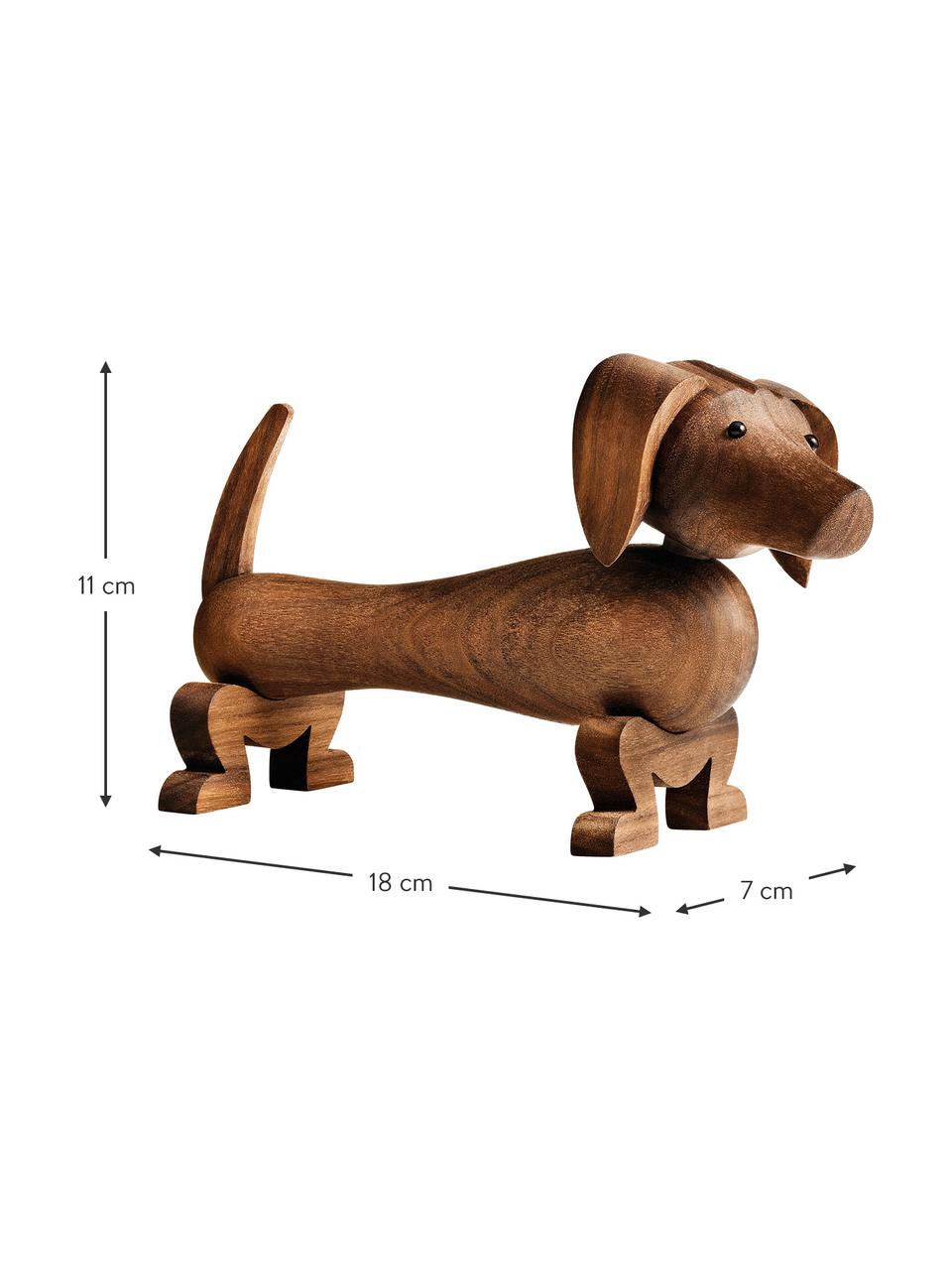 Dekoracja z drewna orzecha włoskiego Dog, Drewno orzecha włoskiego lakierowane, Drewno orzecha włoskiego, S 18 x W 11 cm