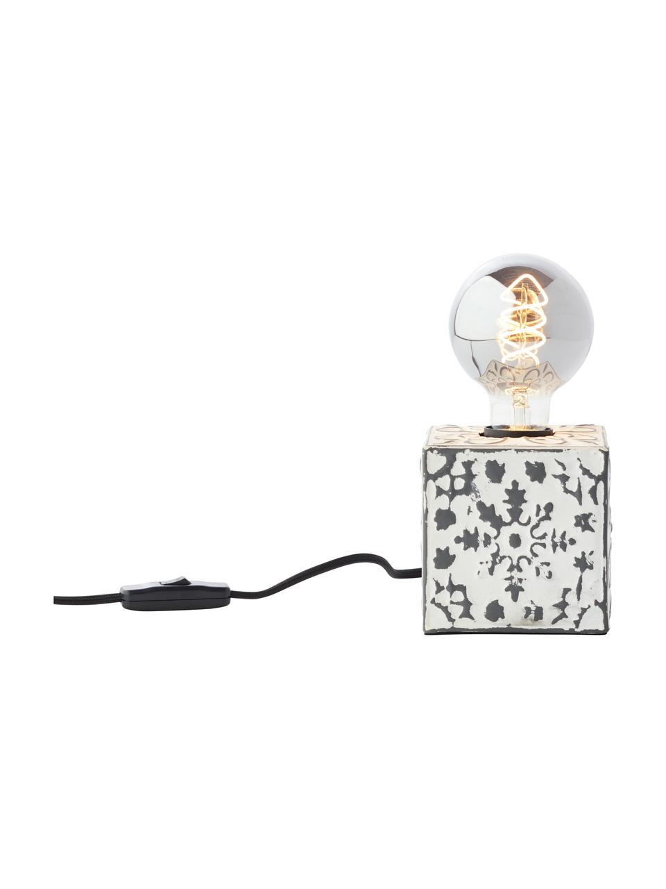 Lámpara de mesa pequeña Vagos, Cable: cubierto en tela, Crema, negro, An 10 x Al 10 cm