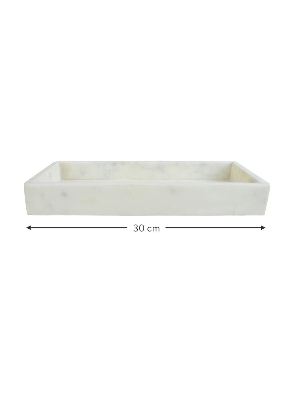Deko-Marmor-Tablett Mera, Marmor, Weiss, marmoriert, B 30 x T 15 cm