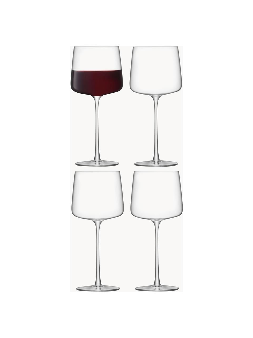 Rode wijnglazen Metropolitan, 4 stuks, Glas, Transparant, Ø 9 x H 20 cm, 400 ml