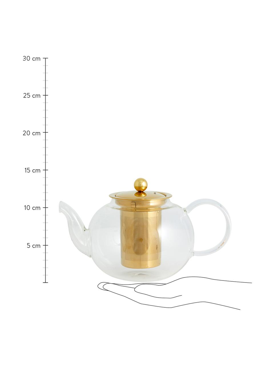 Konvice ze skla se sítkem na čaj Chili, 1 l, Transparentní, zlatá, 1 l