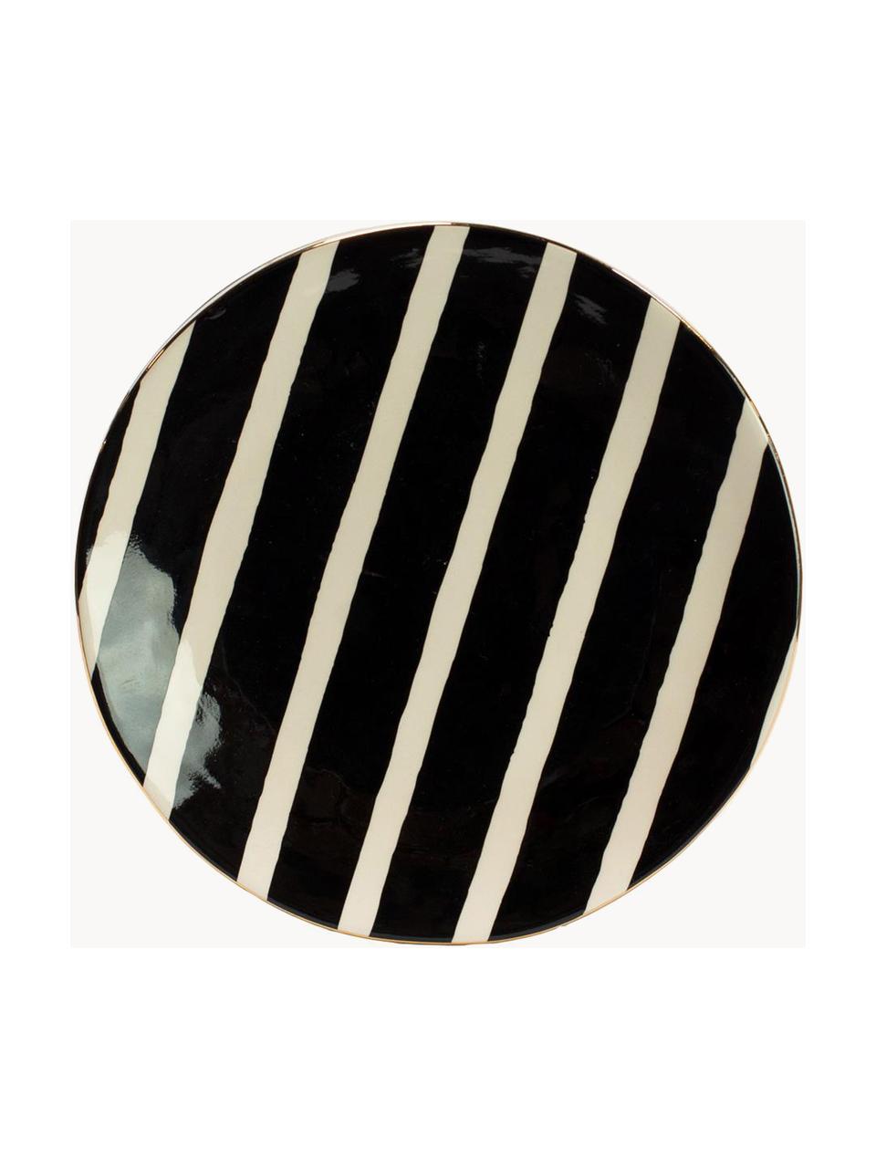 Platos postre Doris, 6 uds., Cerámica, Blanco crema, negro, Ø 21 x Al 2 cm