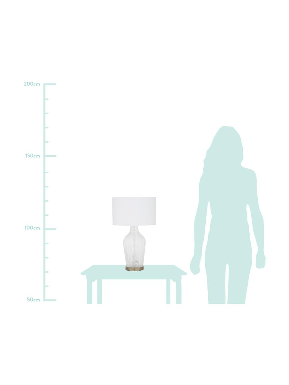 Lampa stołowa Sue, Klosz: biały
 podstawa lampy: transparentny, mosiądz, szczotkowany, Ø 33 x W 55 cm