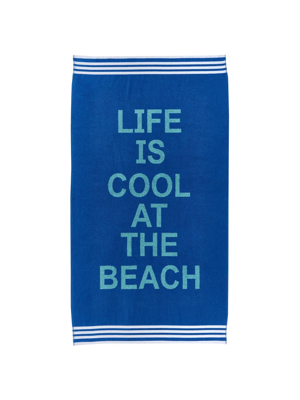 Serviette de plage bleu Cool, 100 % coton, Tons bleus, larg. 90 x long. 160 cm