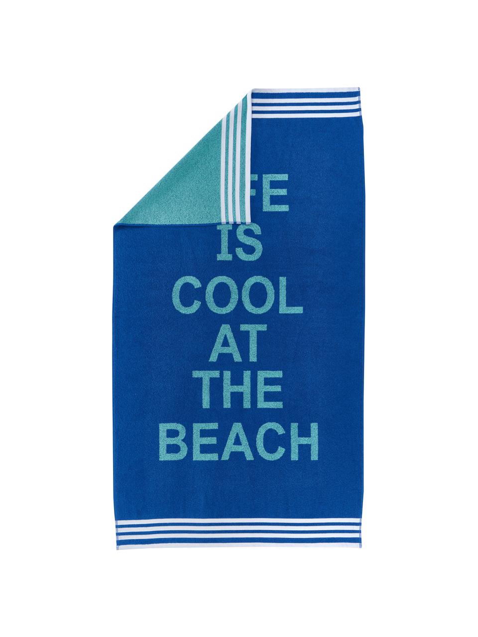 Serviette de plage bleu Cool, 100 % coton, Tons bleus, larg. 90 x long. 160 cm